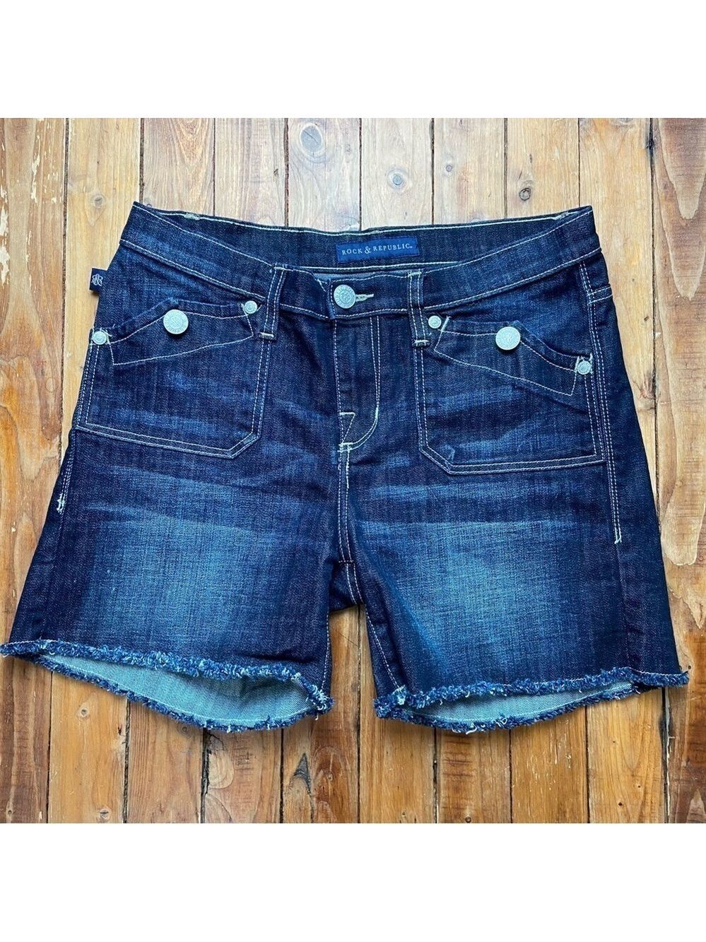 ROCK & Republic jeans shorts Stinger blue low/medium rise waist stretch size 10